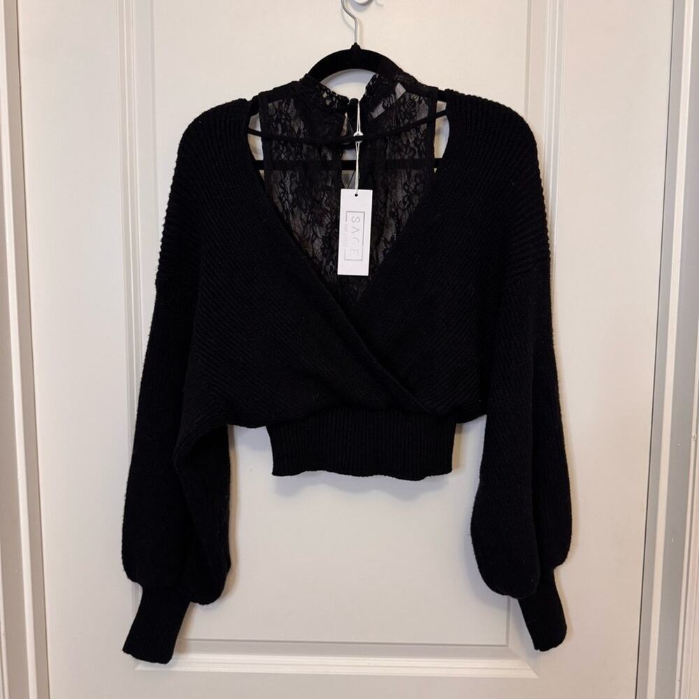 Sage Black Lace Top - Picture 4 of 5